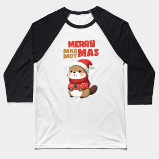 Merry Marmotmas Christmas Marmot Baseball T-Shirt